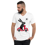 Men's Doodles T-Shirt - The Scooter Bunny - Zebra High Contrast Apparel and Clothing for Parents and Kids