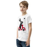 Kid's Doodles T-Shirt - The Scooter Bunny - Zebra High Contrast Apparel and Clothing for Parents and Kids